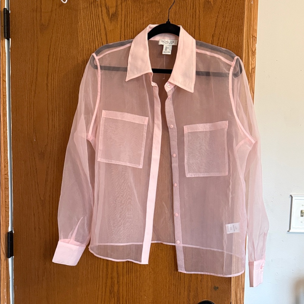 Rachel Zoe Sheer Pink Button-Down Blouse